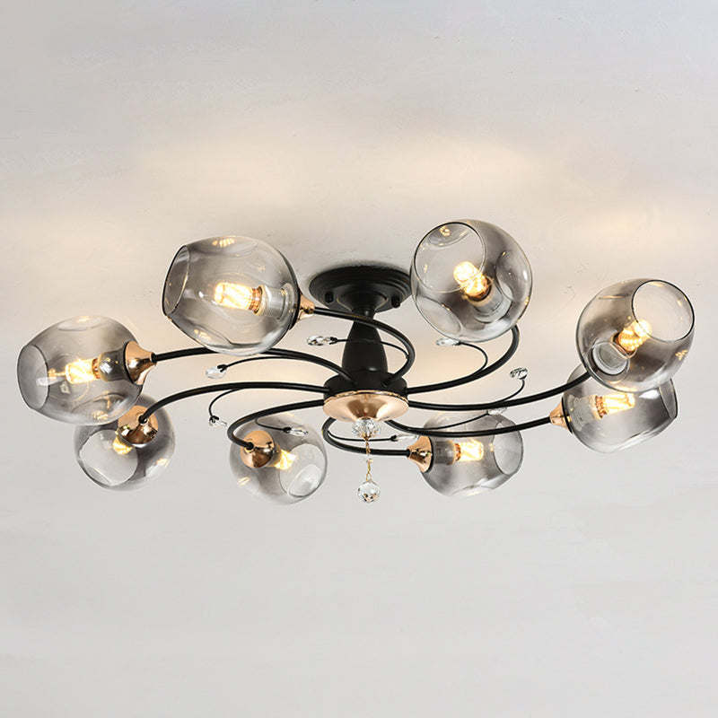 Glass Round Shape Flush plafing Light Modern Multi -lights Lights Flush Mount Éclairage