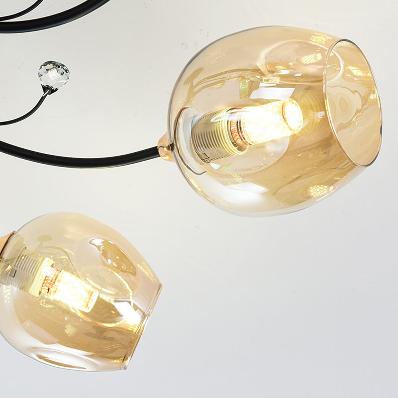 Glass Round Shape Flush Ceiling Light Modern Style Multi-Lights Flush Mount Lighting