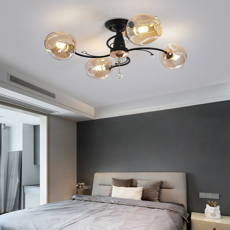 Glass Round Shape Flush Ceiling Light Modern Style Multi-Lights Flush Mount Lighting