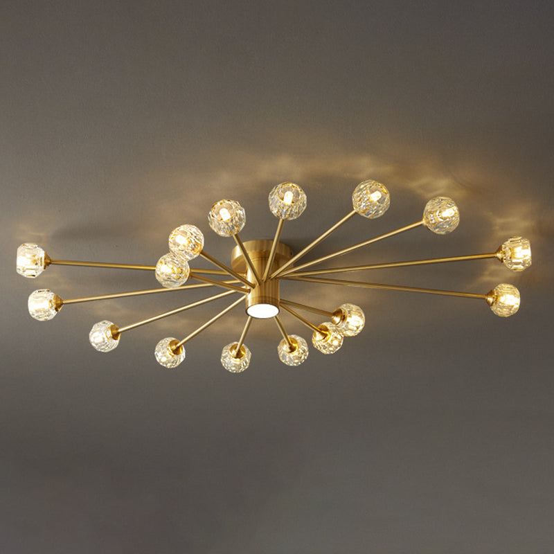 Glass Round Shape Flush Ceiling Light Modern Style Multi-Lights Flush Mount Lighting