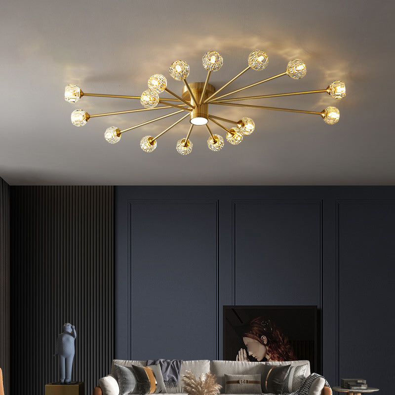 Glass Round Shape Flush Ceiling Light Modern Style Multi-Lights Flush Mount Lighting