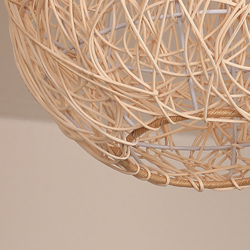 Lampada del soffitto a forma di sfera in stile asiatico rattan 1 guscio leggero per sala da pranzo