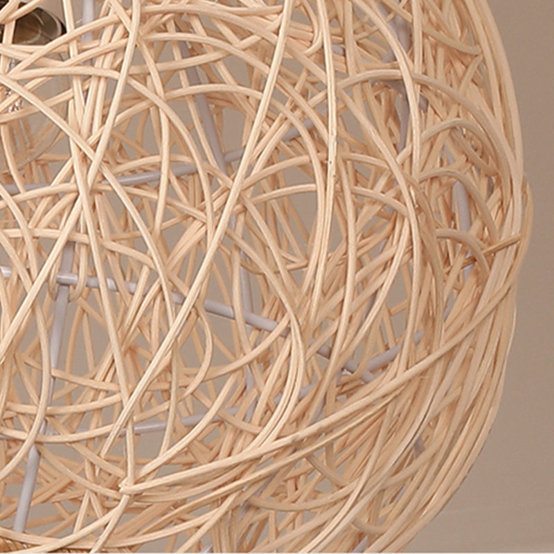 Lampada del soffitto a forma di sfera in stile asiatico rattan 1 guscio leggero per sala da pranzo