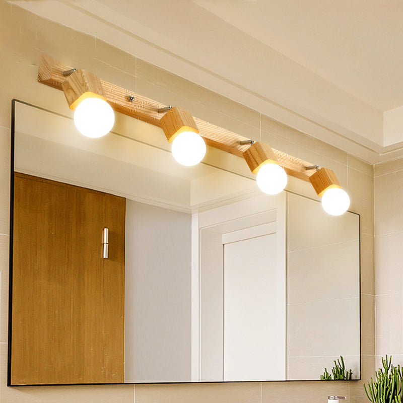 Accesorios de iluminación de tocador geométrico de estilo moderno Displicutas de pared de tocador de madera