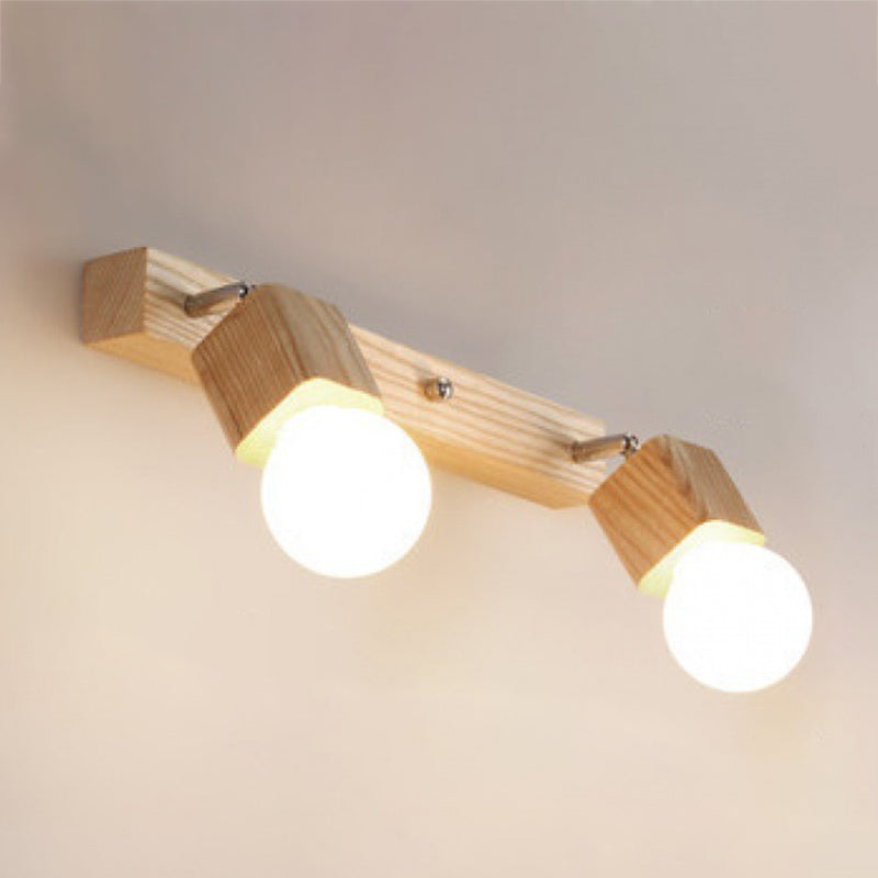 Accesorios de iluminación de tocador geométrico de estilo moderno Displicutas de pared de tocador de madera