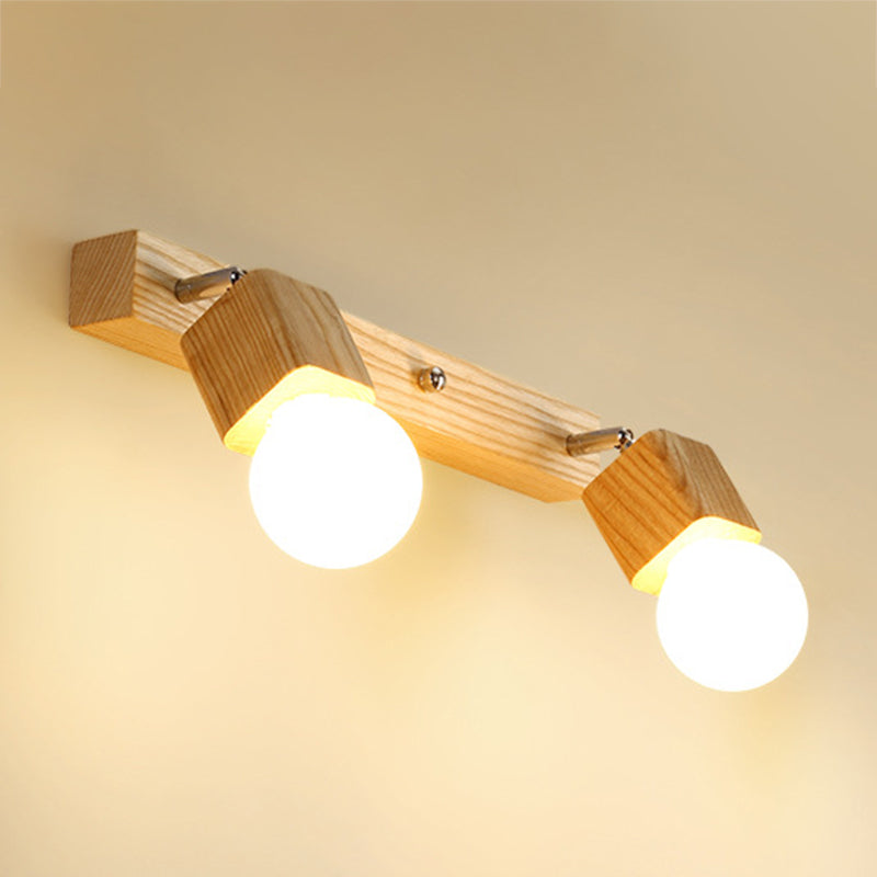 Accesorios de iluminación de tocador geométrico de estilo moderno Displicutas de pared de tocador de madera