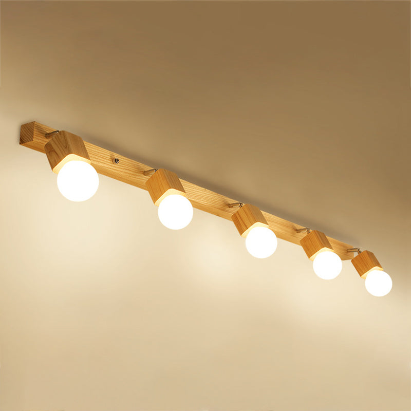 Accesorios de iluminación de tocador geométrico de estilo moderno Displicutas de pared de tocador de madera