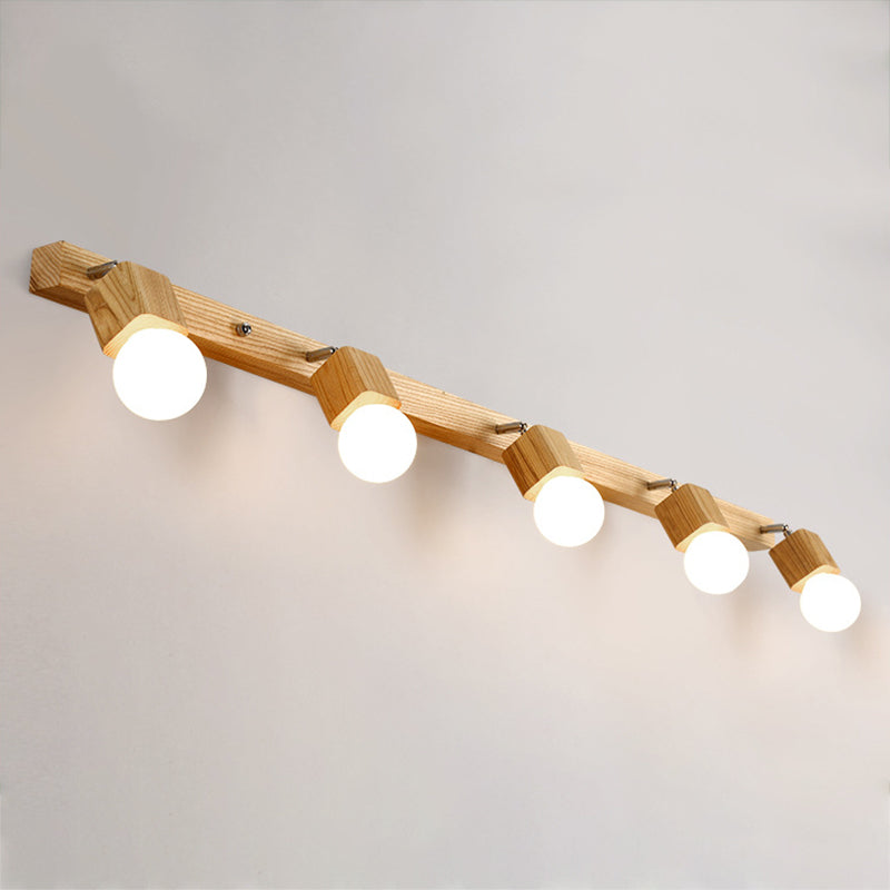 Accesorios de iluminación de tocador geométrico de estilo moderno Displicutas de pared de tocador de madera