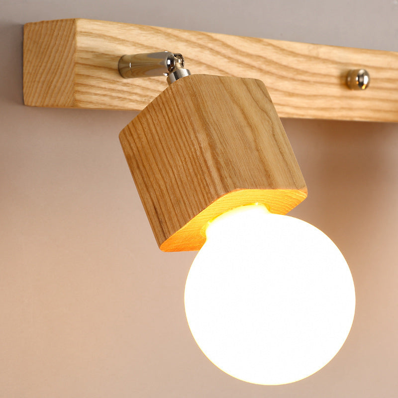 Accesorios de iluminación de tocador geométrico de estilo moderno Displicutas de pared de tocador de madera