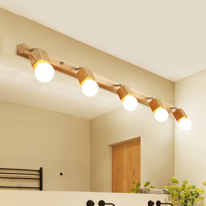 Accesorios de iluminación de tocador geométrico de estilo moderno Displicutas de pared de tocador de madera