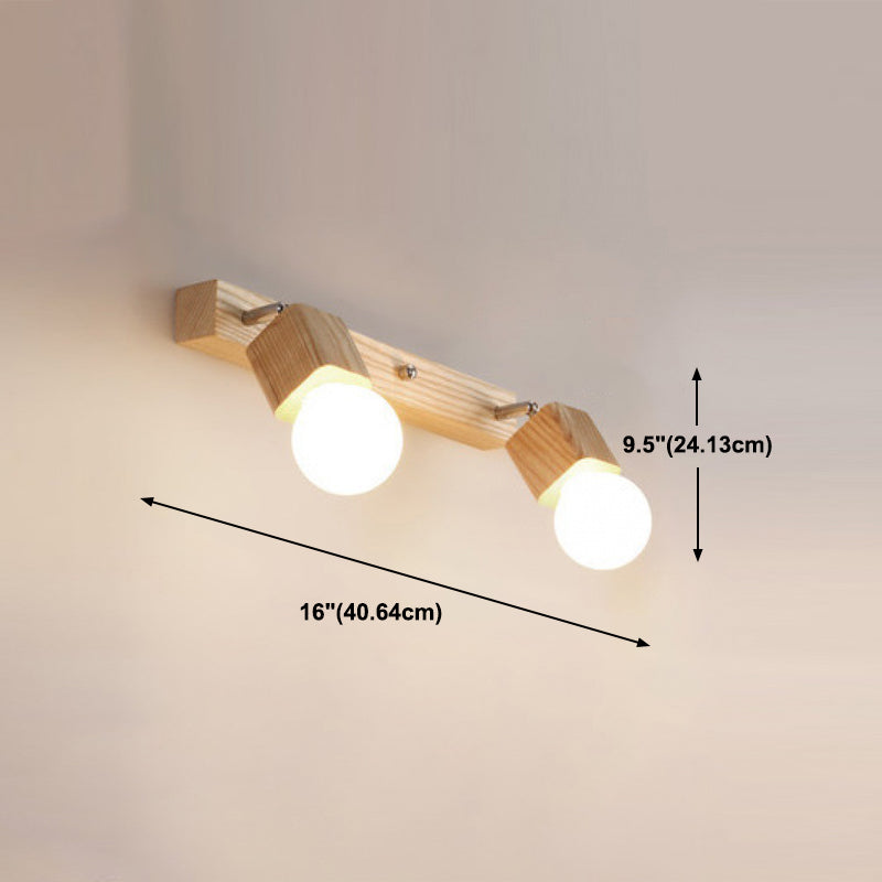 Accesorios de iluminación de tocador geométrico de estilo moderno Displicutas de pared de tocador de madera