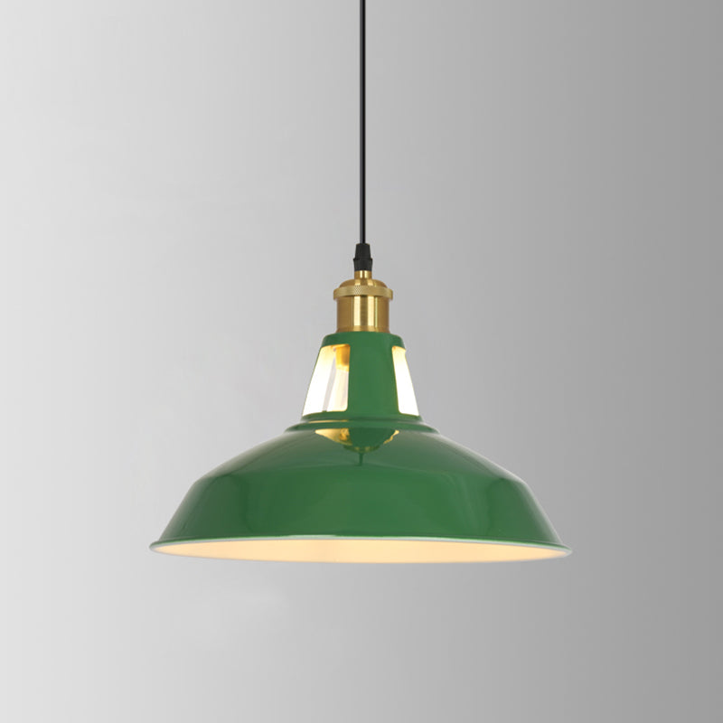 Fissaggi di illuminazione industriale a 1 luci di illuminazione ciondolo a soffitto in ferro battuto verde