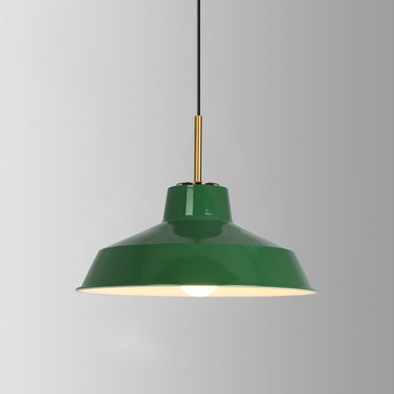 Fissaggi di illuminazione industriale a 1 luci di illuminazione ciondolo a soffitto in ferro battuto verde