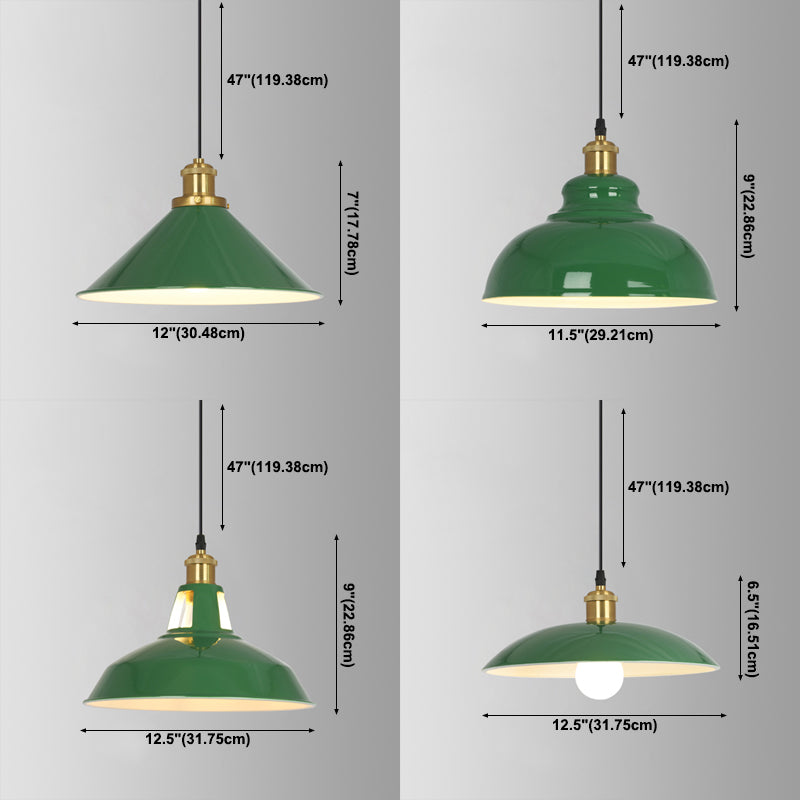 1-Licht-Industrieanhänger Beleuchtungsleuchten grün schmiedeeisernen Decke Anhänger