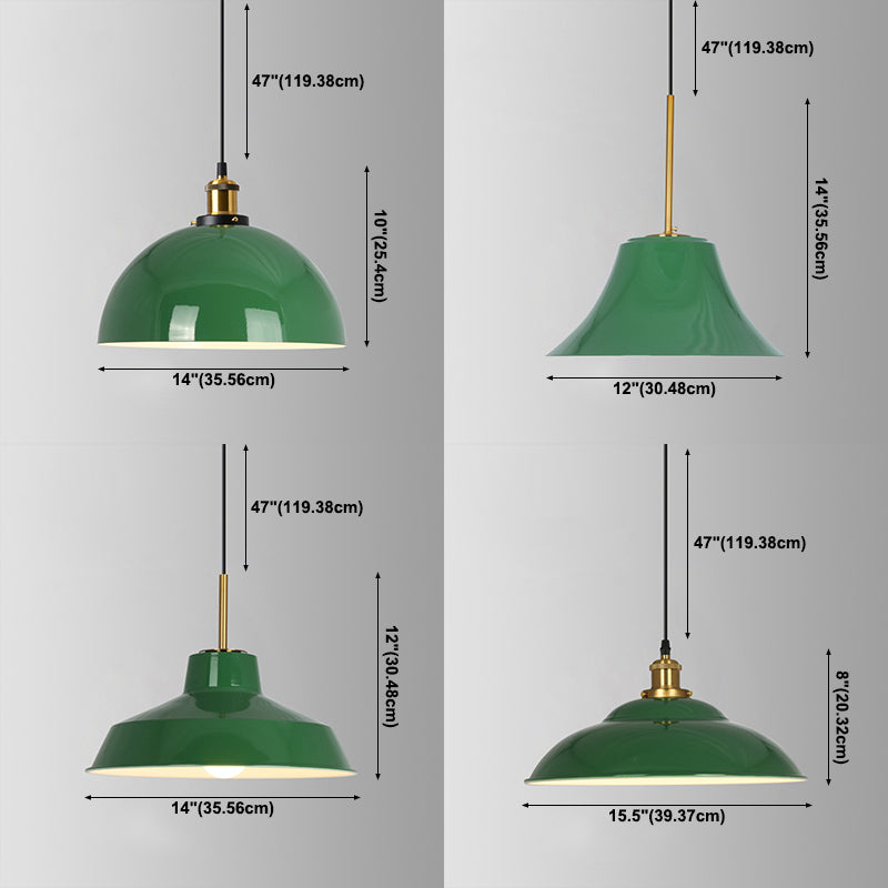 1-Licht-Industrieanhänger Beleuchtungsleuchten grün schmiedeeisernen Decke Anhänger