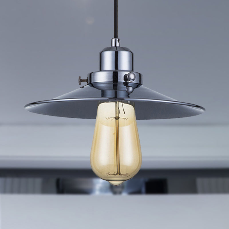 Gepolijst chroom 1 bol hangende lamp industrieel retro metaal wandelende schaduw plafond hanglampje voor slaapkamer