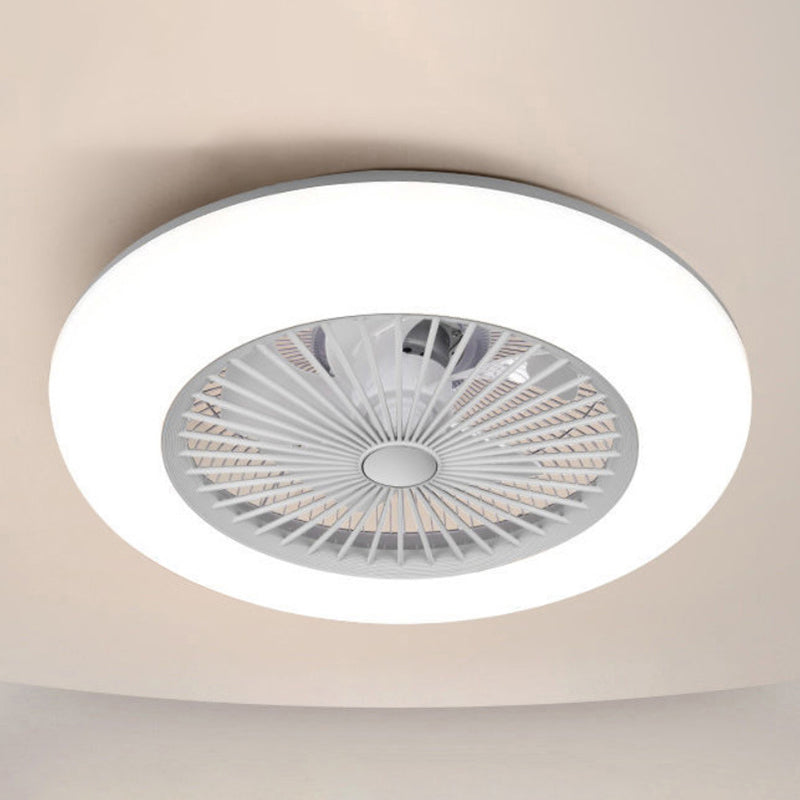 Round LED Ceiling Fan Light Simplicity Metal Flush Mount Light for Bedroom