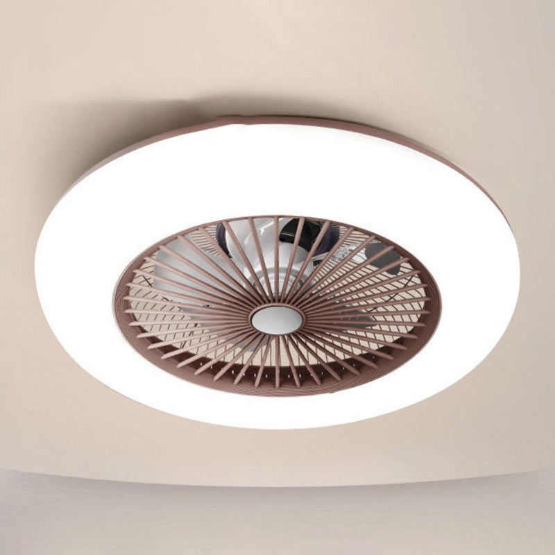 Round LED Ceiling Fan Light Simplicity Metal Flush Mount Light for Bedroom