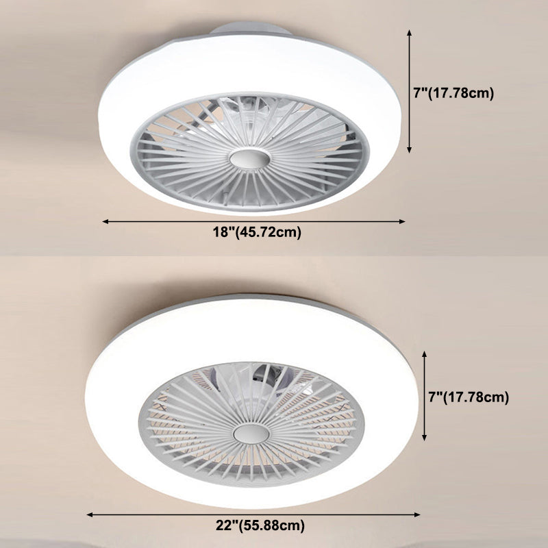 Round LED Ceiling Fan Light Simplicity Metal Flush Mount Light for Bedroom