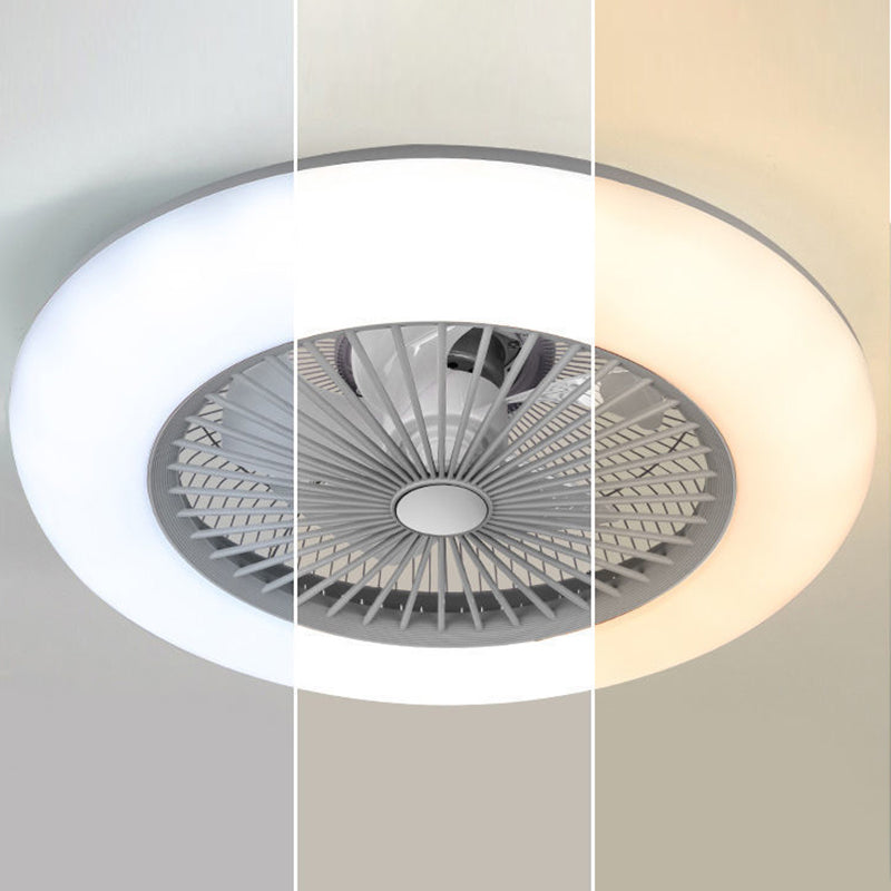 Round LED Ceiling Fan Light Simplicity Metal Flush Mount Light for Bedroom