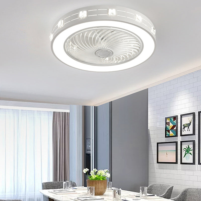 Modern Round LED Fan Light Simplicity Metal Bedroom Flush Mount Ceiling Light