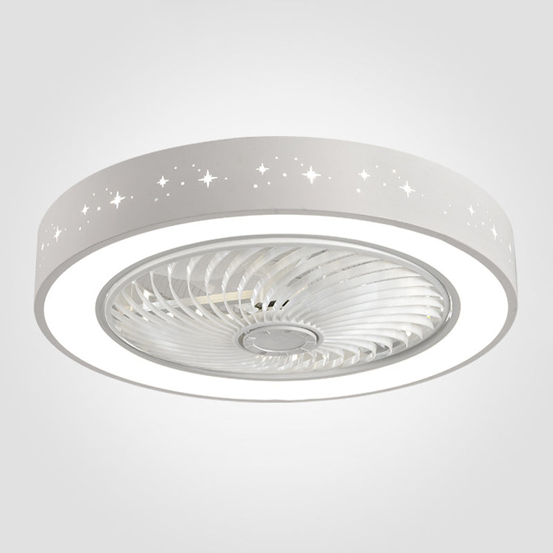 Modern Round LED Fan Light Simplicity Metal Bedroom Flush Mount Ceiling Light