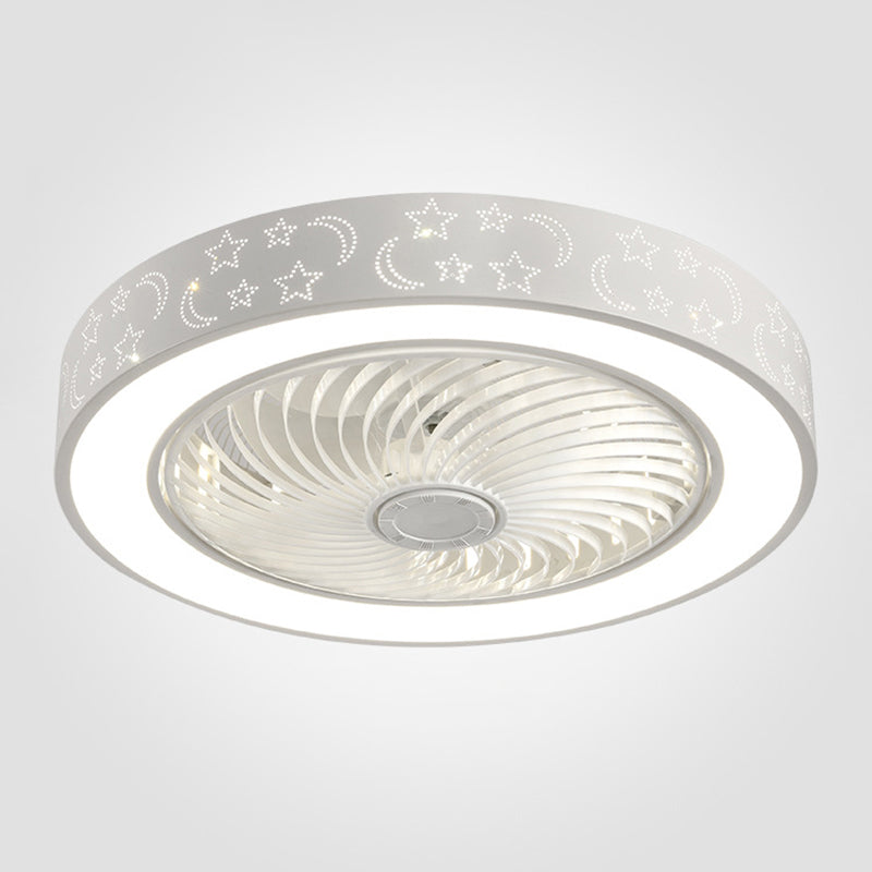 Modern Round LED Fan Light Simplicity Metal Bedroom Flush Mount Ceiling Light