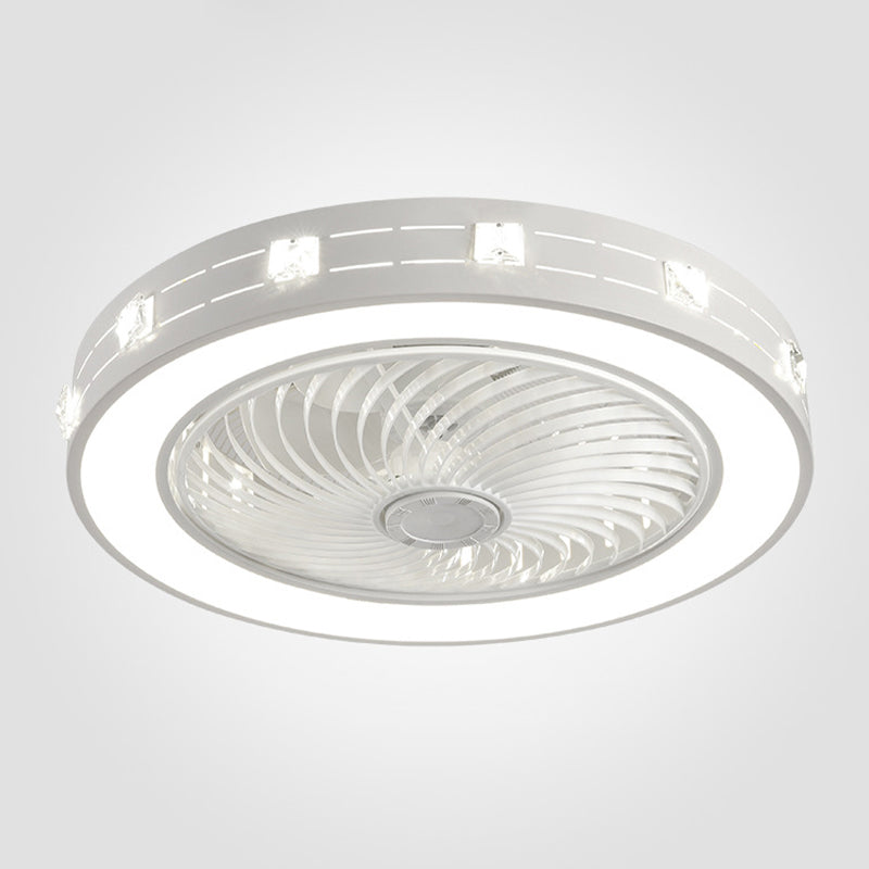 Modern Round LED Fan Light Simplicity Metal Bedroom Flush Mount Ceiling Light