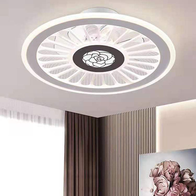 Round LED Ceiling Fan Light Simplicity Flush Mount Light for Bedroom Living Room