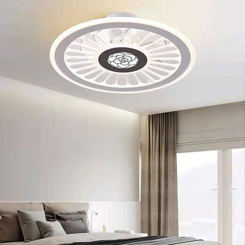 Round LED Ceiling Fan Light Simplicity Flush Mount Light for Bedroom Living Room