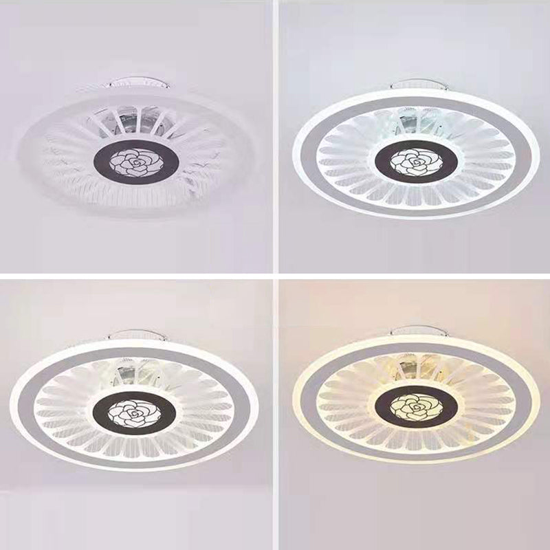 Round LED Ceiling Fan Light Simplicity Flush Mount Light for Bedroom Living Room