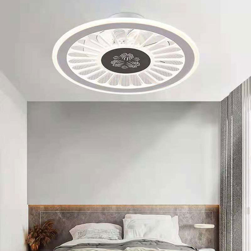 Round LED Ceiling Fan Light Simplicity Flush Mount Light for Bedroom Living Room