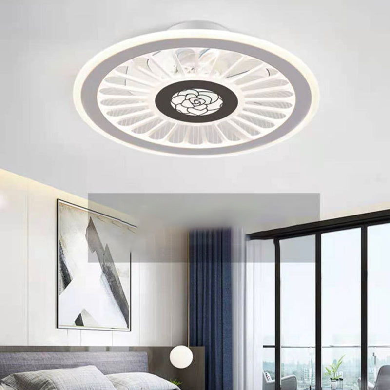 Round LED Ceiling Fan Light Simplicity Flush Mount Light for Bedroom Living Room