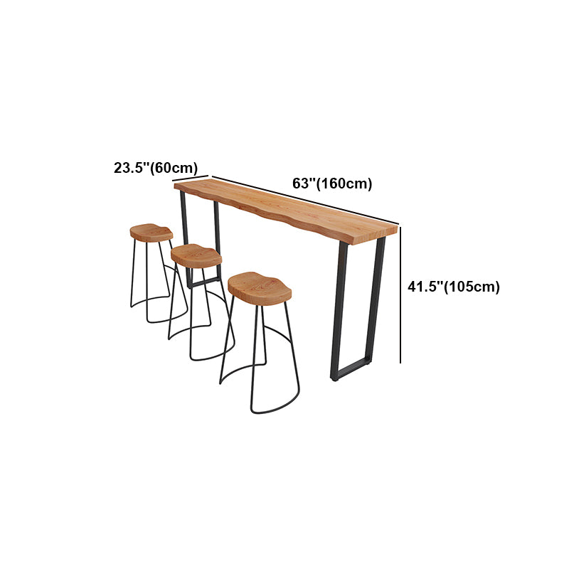 Brown Modern Style Specialty Table Solid Wood and Metal Coffee Shop Bar Table