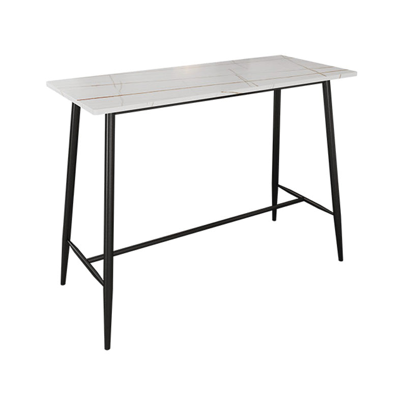 Modern Marble Pub Table with Rectangle Table Top Black Trestle Table - 42" H