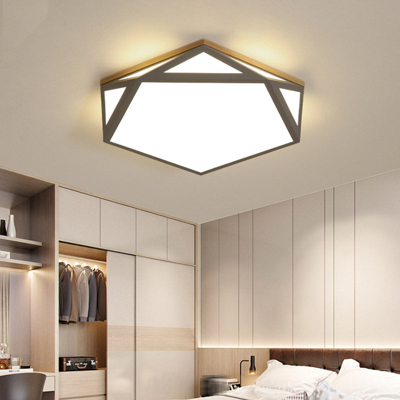 1 Light Hexagonal Ceiling Lamp Modern Macaron Style Metal Ceiling Lighting for Bedroom