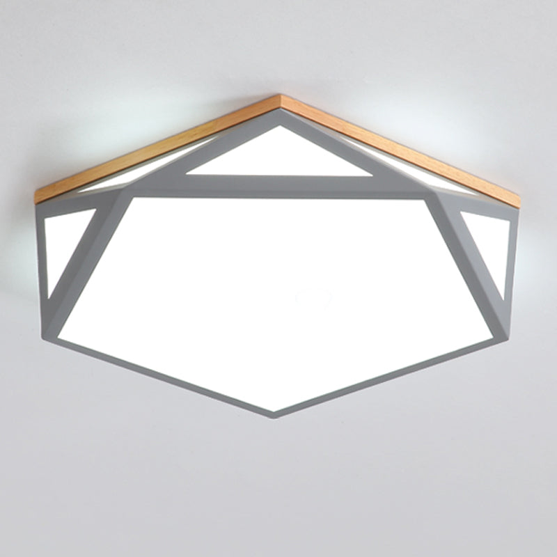 1 Light Hexagonal Ceiling Lamp Modern Macaron Style Metal Ceiling Lighting for Bedroom