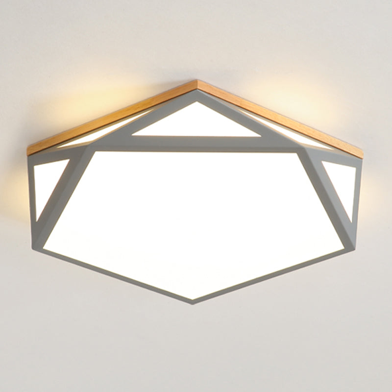 1 Light Hexagonal Ceiling Lamp Modern Macaron Style Metal Ceiling Lighting for Bedroom