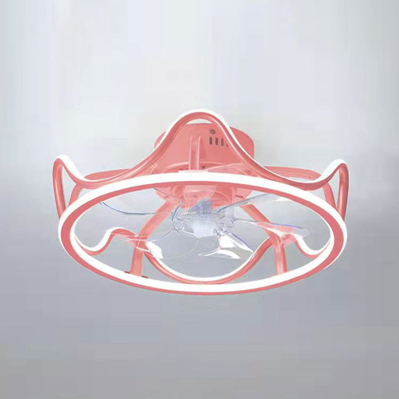 Contemporary Round LED Ceiling Fan Light Creative Flush Mount Light for Living Room