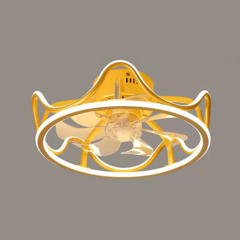 Contemporary Round LED Ceiling Fan Light Creative Flush Mount Light for Living Room