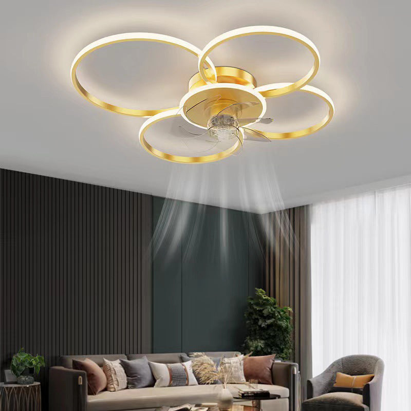 Contemporary LED Ceiling Fan Light Linear Flush Mount Light for Living Room