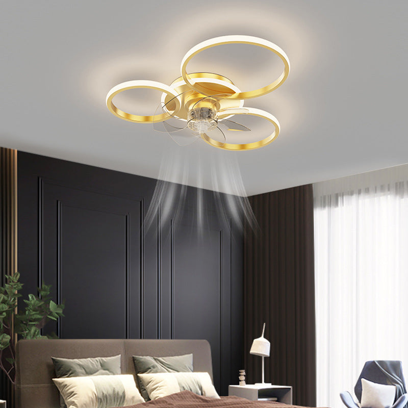 Contemporary LED Ceiling Fan Light Linear Flush Mount Light for Living Room