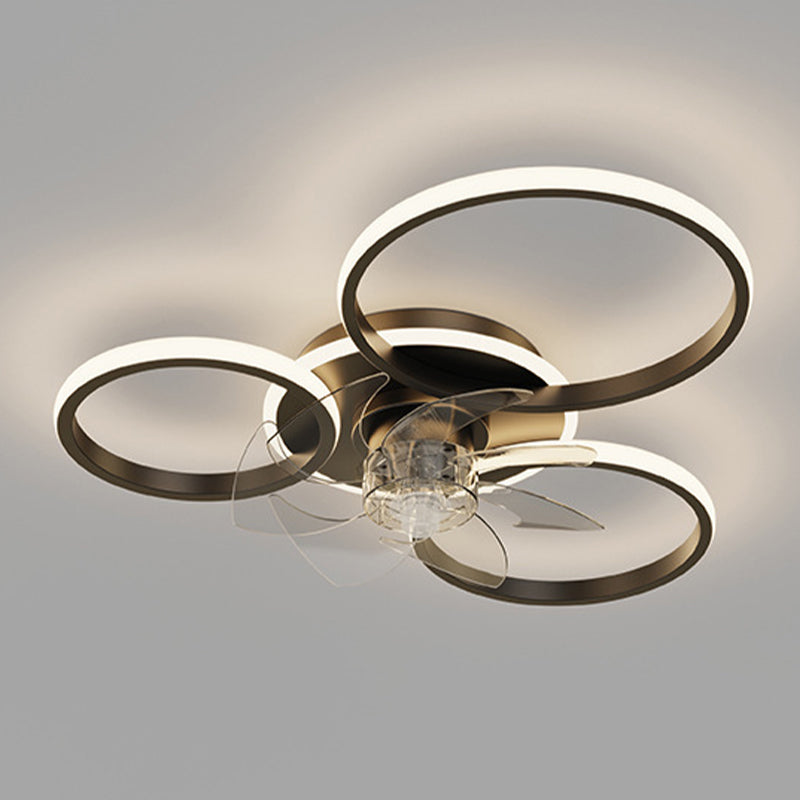 Contemporary LED Ceiling Fan Light Linear Flush Mount Light for Living Room