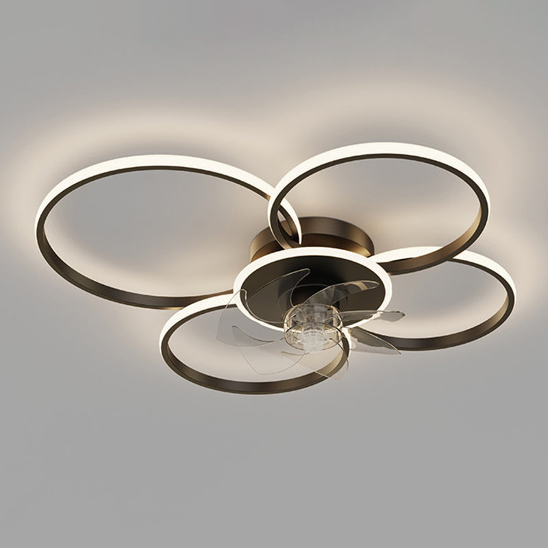 Contemporary LED Ceiling Fan Light Linear Flush Mount Light for Living Room