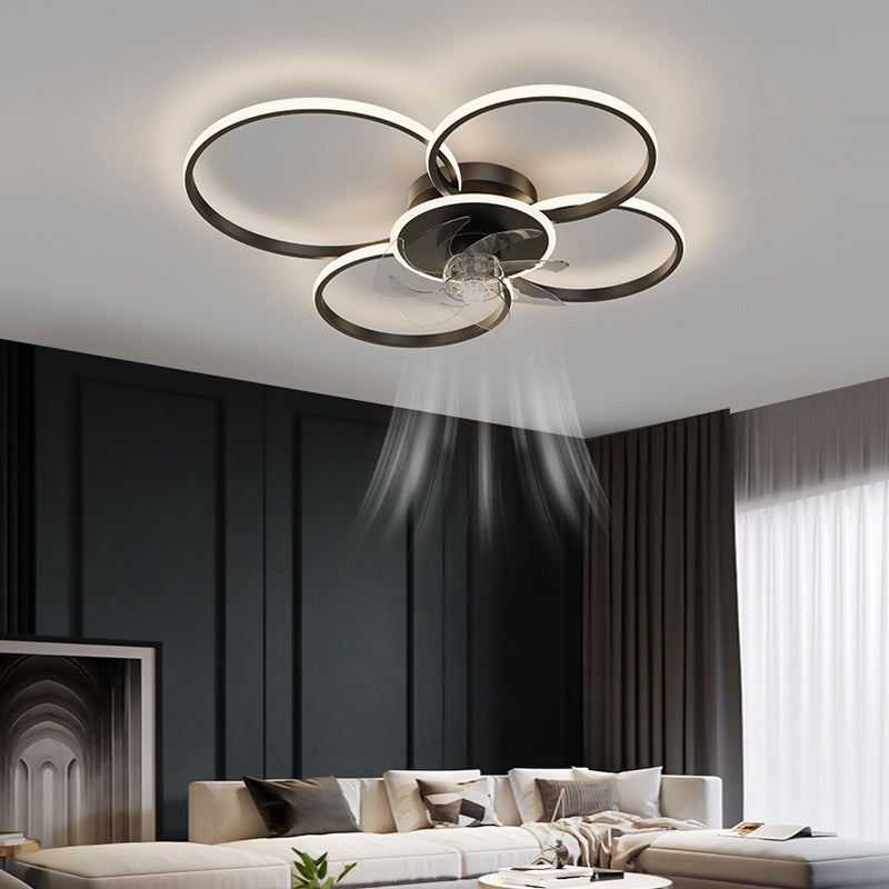 Contemporary LED Ceiling Fan Light Linear Flush Mount Light for Living Room