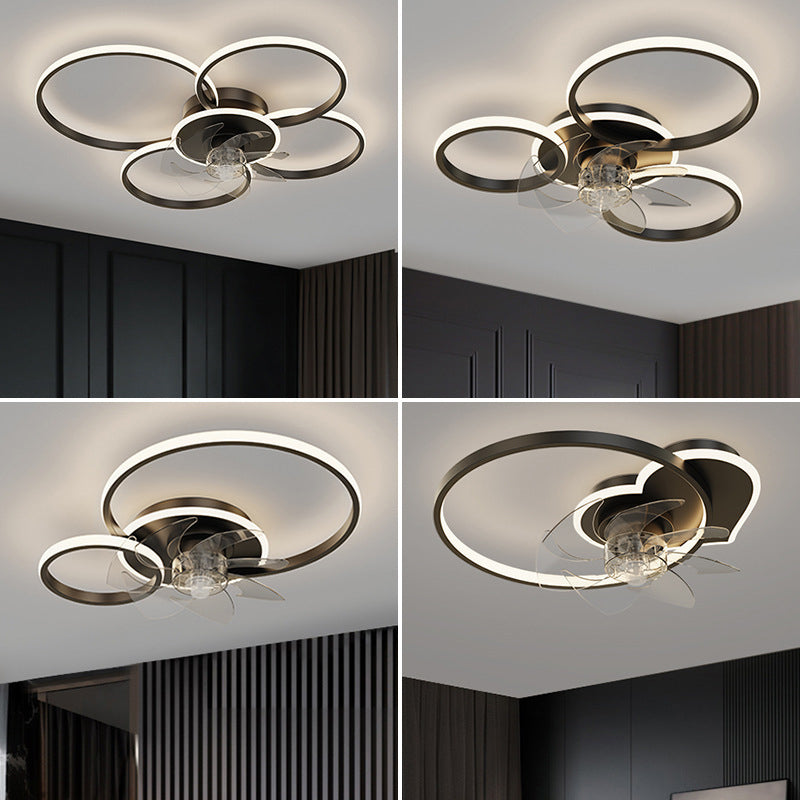 Contemporary LED Ceiling Fan Light Linear Flush Mount Light for Living Room