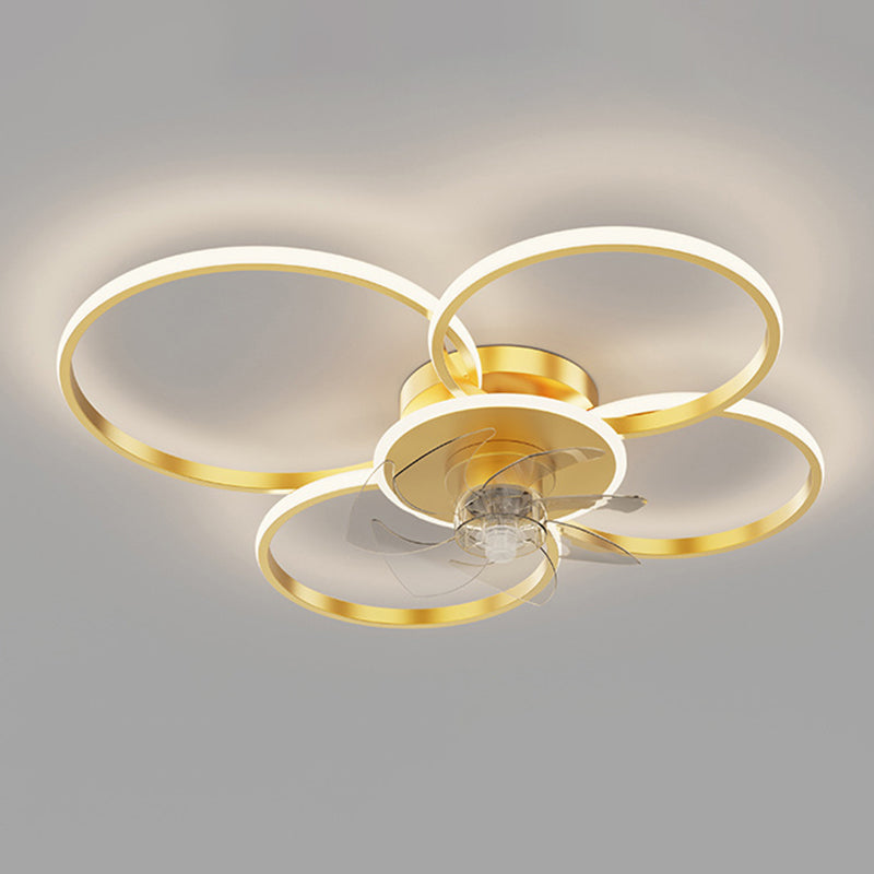 Contemporary LED Ceiling Fan Light Linear Flush Mount Light for Living Room