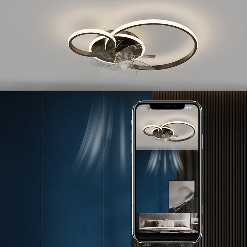 Contemporary LED Ceiling Fan Light Linear Flush Mount Light for Living Room