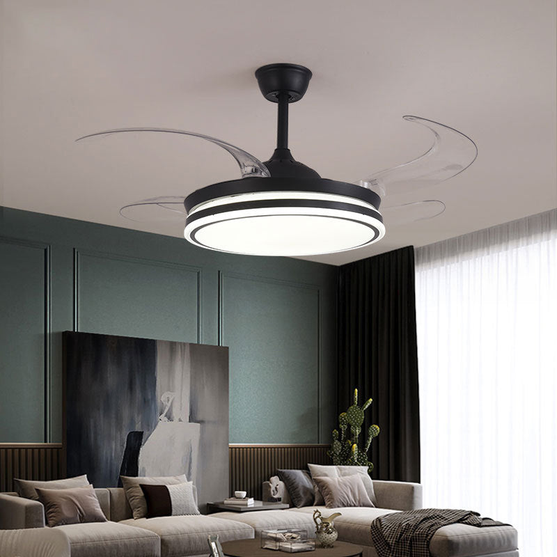 Contemporary Round LED Ceiling Fan Light Minimalism Flush Mount Light for Living Room