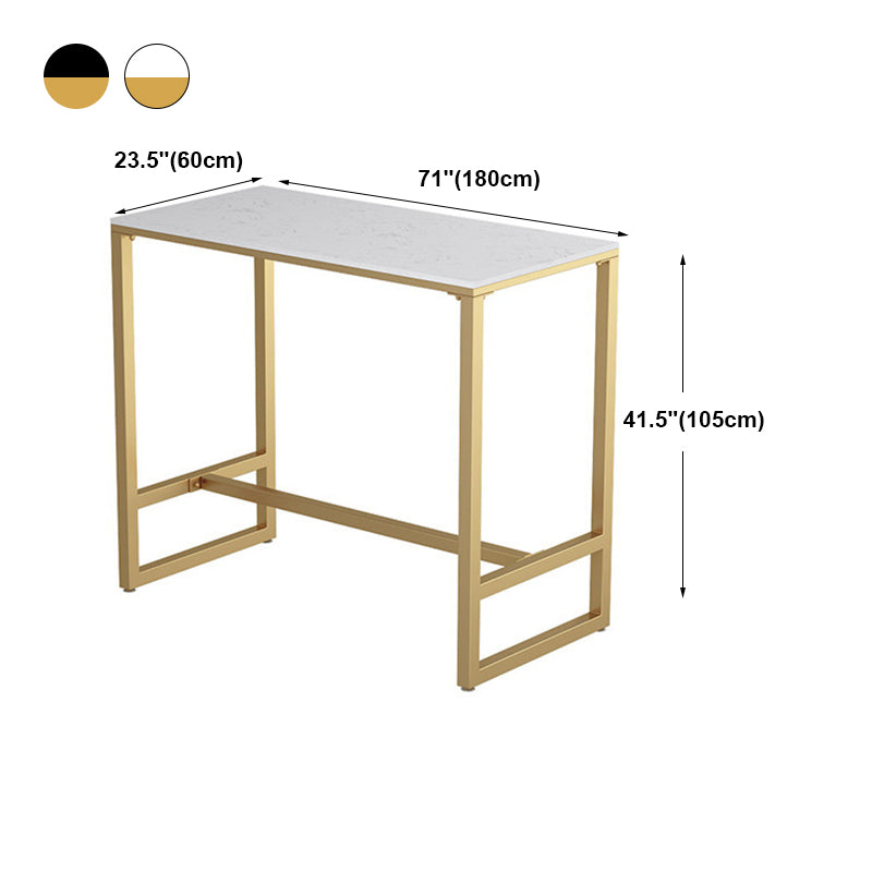 Contemporary Stone Trestle Counter Table Bistro Bar Height Cocktail Table in Gold